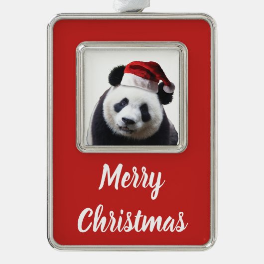 Christmas Panda Bear Rahmen-Ornament Silber (Vorderseite)