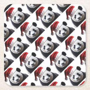 Christmas Panda Bear Rechteckiger Pappuntersetzer