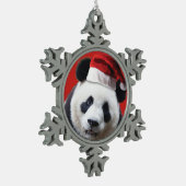 Christmas Panda Bear Schneeflocken Zinn-Ornament (Links)