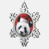 Christmas Panda Bear Schneeflocken Zinn-Ornament (Rechts)
