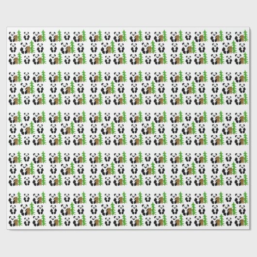 Christmas Panda Bears Geschenkpapier (Flach)