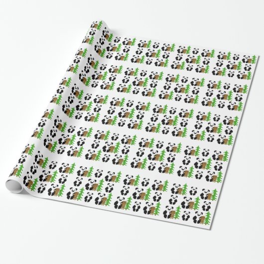Christmas Panda Bears Geschenkpapier (Ungerollt)