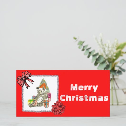Christmas Panda Feiertagskarte (Stehend Vorderseite)