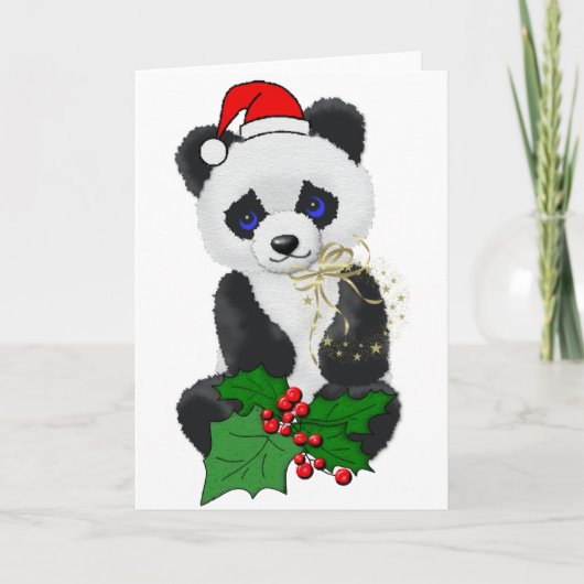 Christmas Panda Feiertagskarte (Vorderseite)