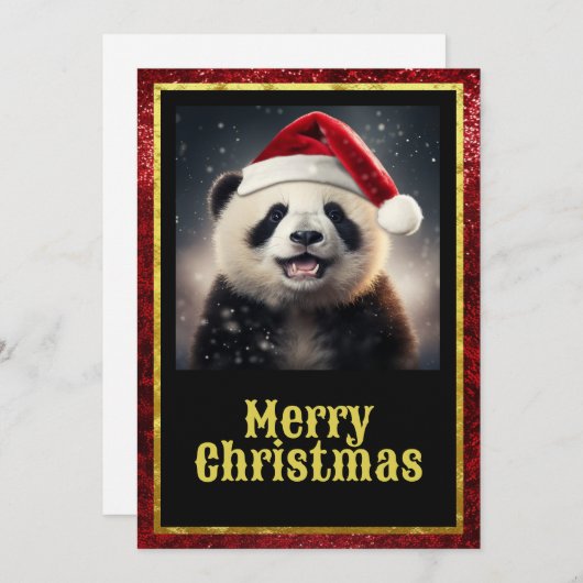 Christmas Panda Feiertagskarte (Vorne/Hinten)