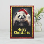 Christmas Panda Feiertagskarte (Stehend Vorderseite)