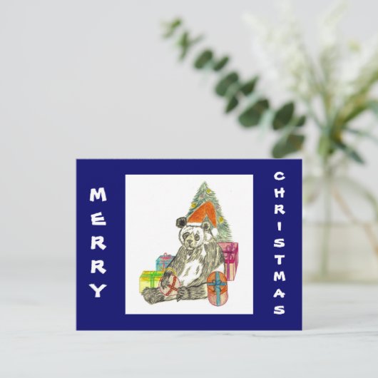 Christmas Panda Feiertagspostkarte (Stehend Vorderseite)