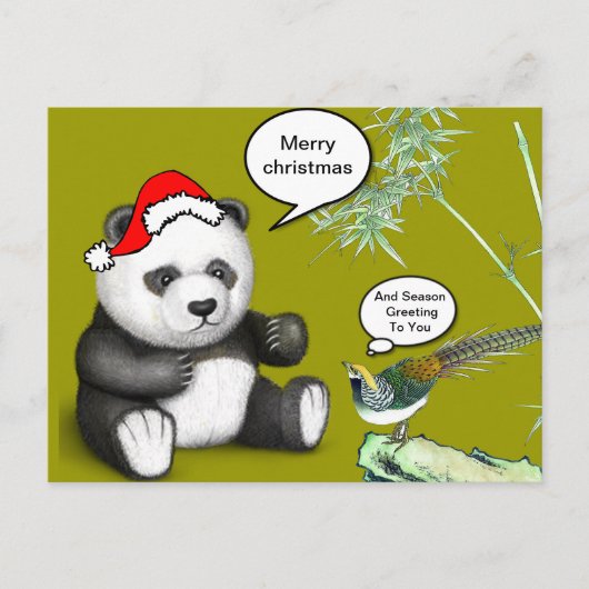 Christmas Panda Feiertagspostkarte (Vorderseite)