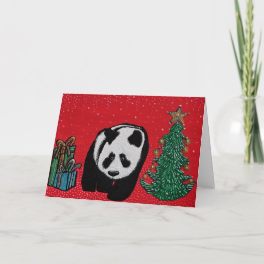 Christmas Panda Grußkarten Feiertagskarte (Vorderseite)