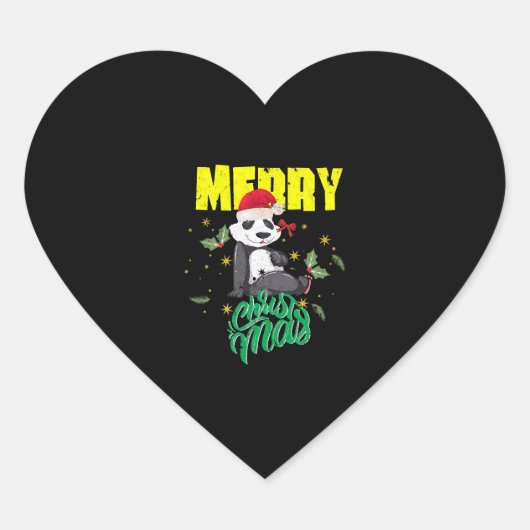 Christmas Panda Herz-Aufkleber (Vorderseite)