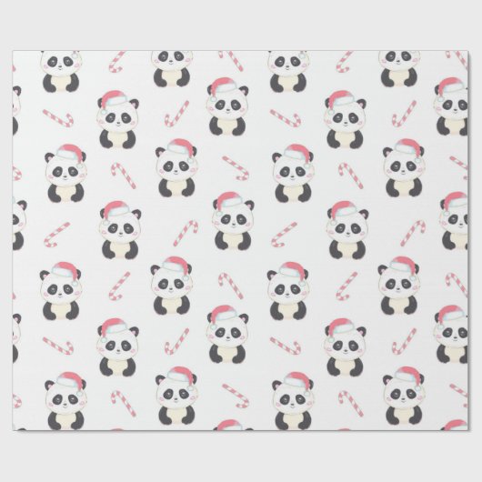 Christmas Panda Pattern Geschenkpapier (Flach)
