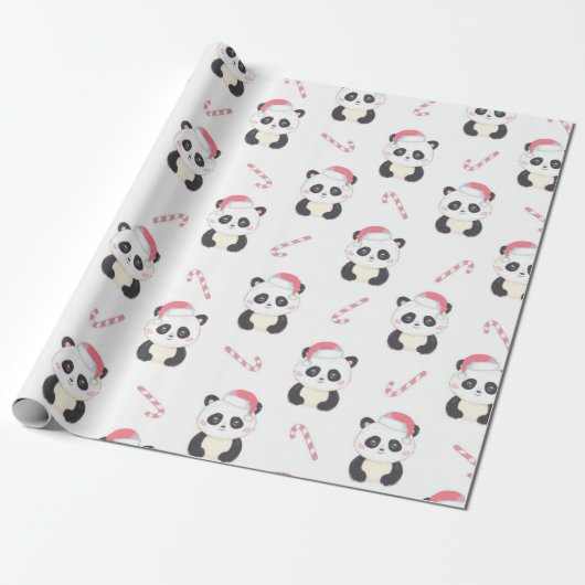 Christmas Panda Pattern Geschenkpapier (Ungerollt)