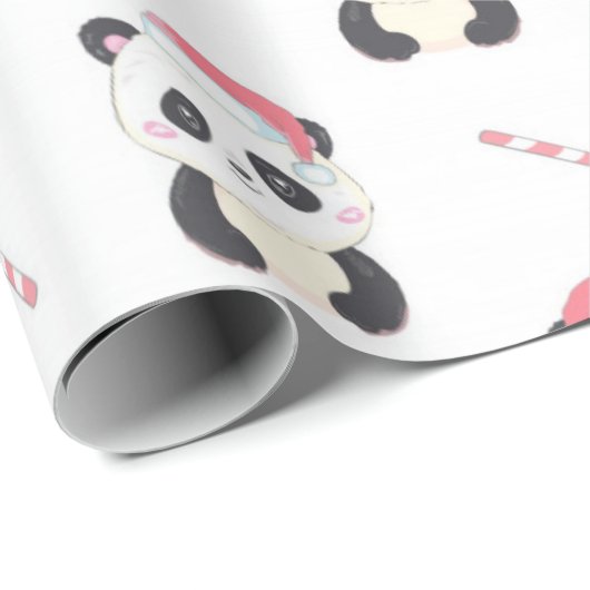 Christmas Panda Pattern Geschenkpapier (Rolleneckpunkt)