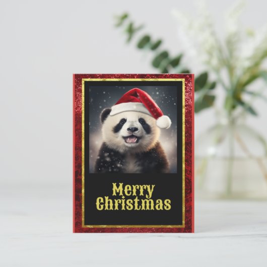 Christmas Panda Postkarte (Stehend Vorderseite)