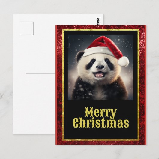 Christmas Panda Postkarte (Vorne/Hinten)