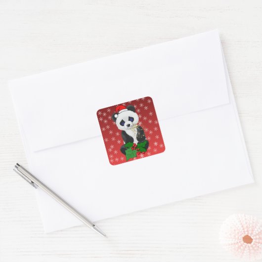 Christmas Panda Quadratischer Aufkleber (Umschlag)