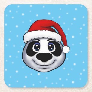 Christmas Panda Rechteckiger Pappuntersetzer