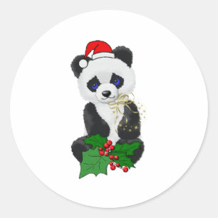 Christmas Panda Runder Aufkleber