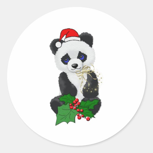 Christmas Panda Runder Aufkleber (Vorderseite)