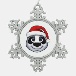 Christmas Panda Schneeflocken Zinn-Ornament