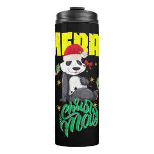 Christmas Panda Thermosbecher