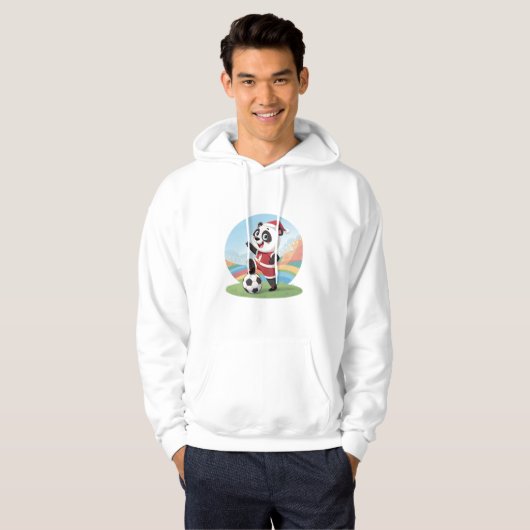 Christmas Panda with Christmas Hat and Soccer Ball Hoodie (Vorne ganz)