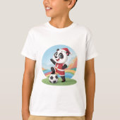 Christmas Panda with Christmas Hat and Soccer Ball T-Shirt (Vorderseite)