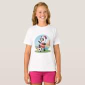 Christmas Panda with Christmas Hat and Soccer Ball T-Shirt (Vorne ganz)