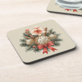 Christmas Panettone Arrangement Getränkeuntersetzer (Linke Seite)