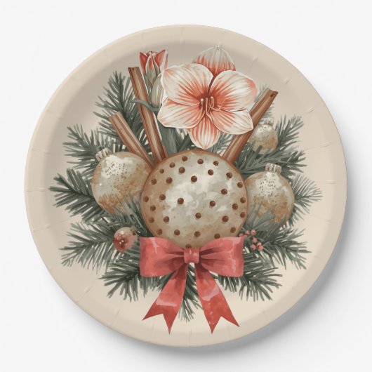 Christmas Panettone Arrangement Pappteller (Vorderseite)