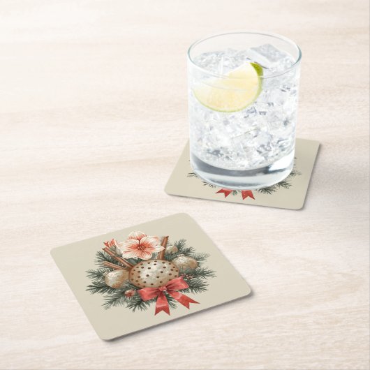 Christmas Panettone Arrangement Rechteckiger Pappuntersetzer (Vor Ort)