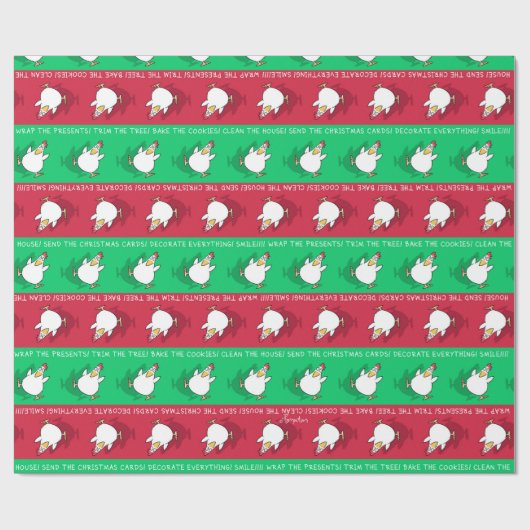 CHRISTMAS PANIC CHICKEN von Sandra Boynton Geschenkpapier (Flach)