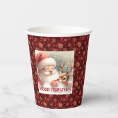 Christmas Paper Cups Featuring Cute Santa Rudolph Pappbecher (Vorderseite)