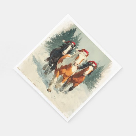 Christmas Paper Napkin/Beautiful Galloping Horses Serviette (Ecke)