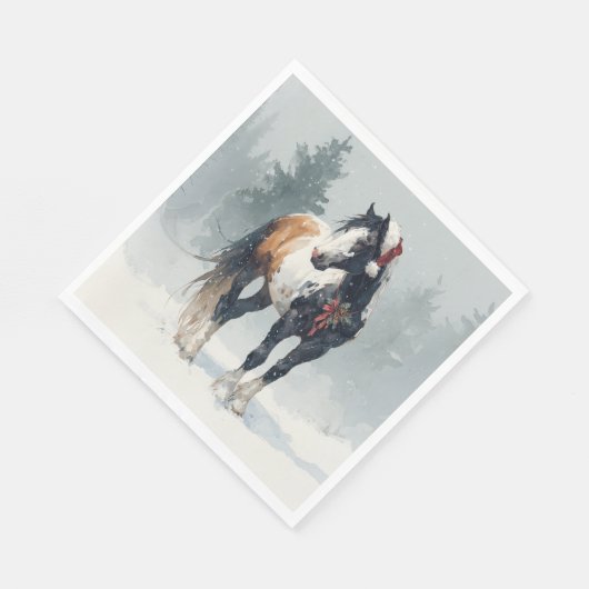 Christmas Paper Napkin / Beautiful Paint Horse Serviette (Ecke)