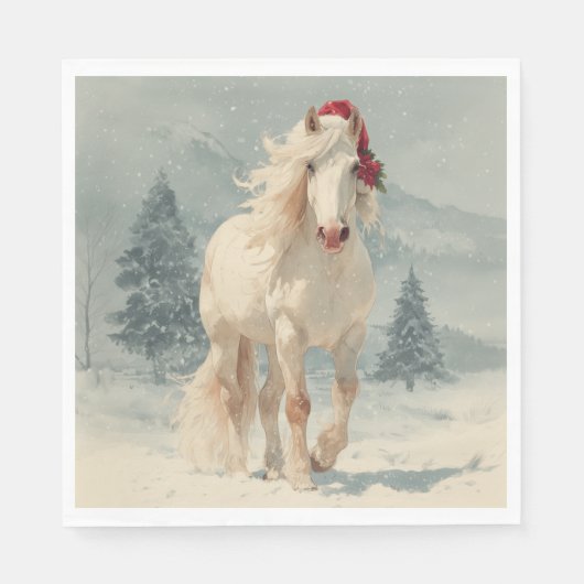 Christmas Paper Napkin / Beautiful white horse Serviette (Vorderseite)