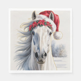 Christmas Paper Napkin / Beautiful white horse Serviette