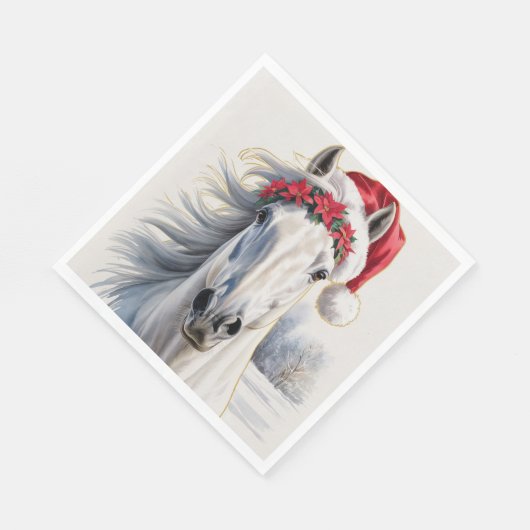 Christmas Paper Napkin / Beautiful white horse Serviette (Ecke)