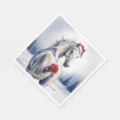 Christmas Paper Napkin / Beautiful white horse Serviette (Ecke)