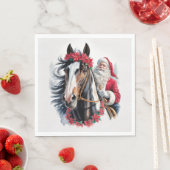 Christmas Paper Napkin Santa Riding a Paint Horse Serviette (Beispiel)