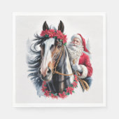 Christmas Paper Napkin Santa Riding a Paint Horse Serviette (Vorderseite)