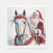 Christmas Paper Napkin Santa Riding a White Horse Serviette (Vorderseite)