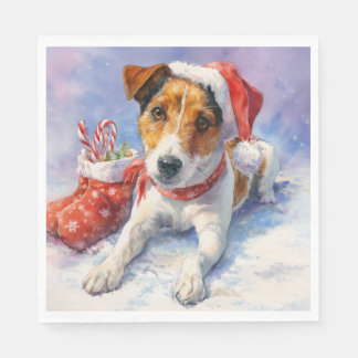 Christmas Paper Napkin with adorable Jack Russel Serviette