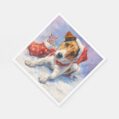 Christmas Paper Napkin with adorable Jack Russel Serviette (Ecke)