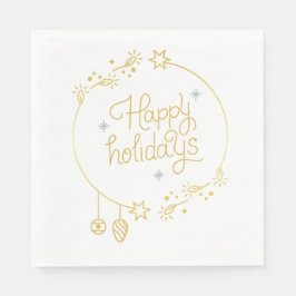 Christmas Paper Napkin with Festive Stars & Snowfl Serviette