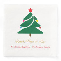 Christmas Paper Napkin with Holiday Motifs