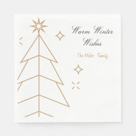 Christmas Paper Napkin with Minimalist Trees & Sno Serviette