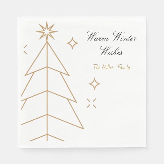Christmas Paper Napkin with Minimalist Trees & Sno Serviette (Vorderseite)