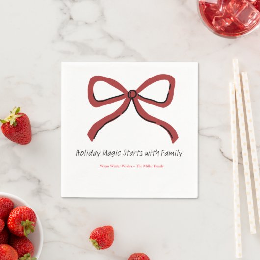 Christmas Paper Napkin with Trees & Hearts Serviette (Beispiel)