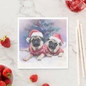 Christmas Paper Napkin with two adorable pugs Serviette (Beispiel)